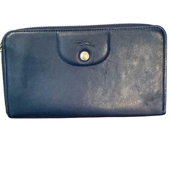 Longchamp L-Shaped Leather Zip Wallet - Excellent Condition, Navy - Picture 1 of 4